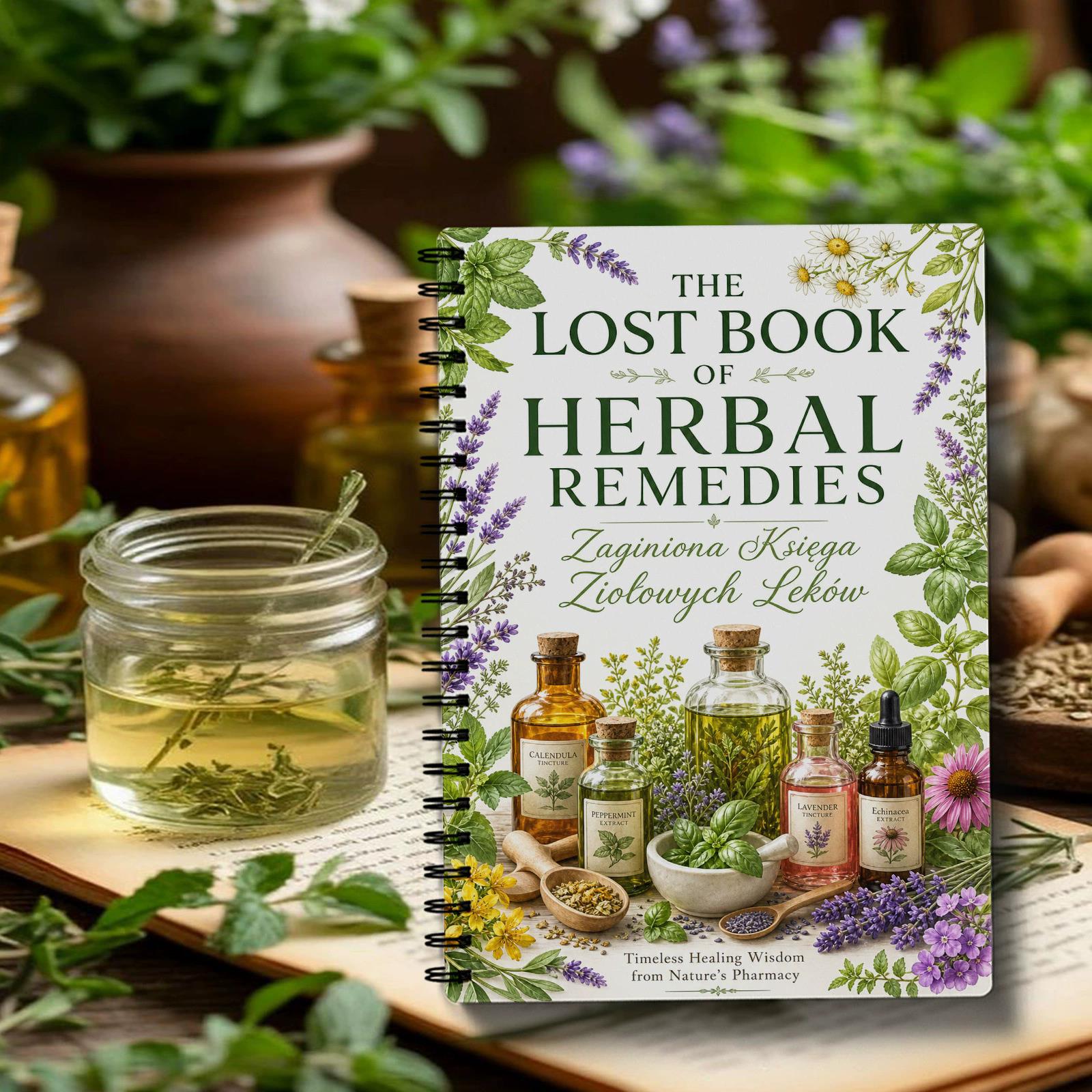 Herbal Wellness Remedy - Kräuterheilmittel Spiralnotizbuch Polnische Ausgabe Notizbuch für
