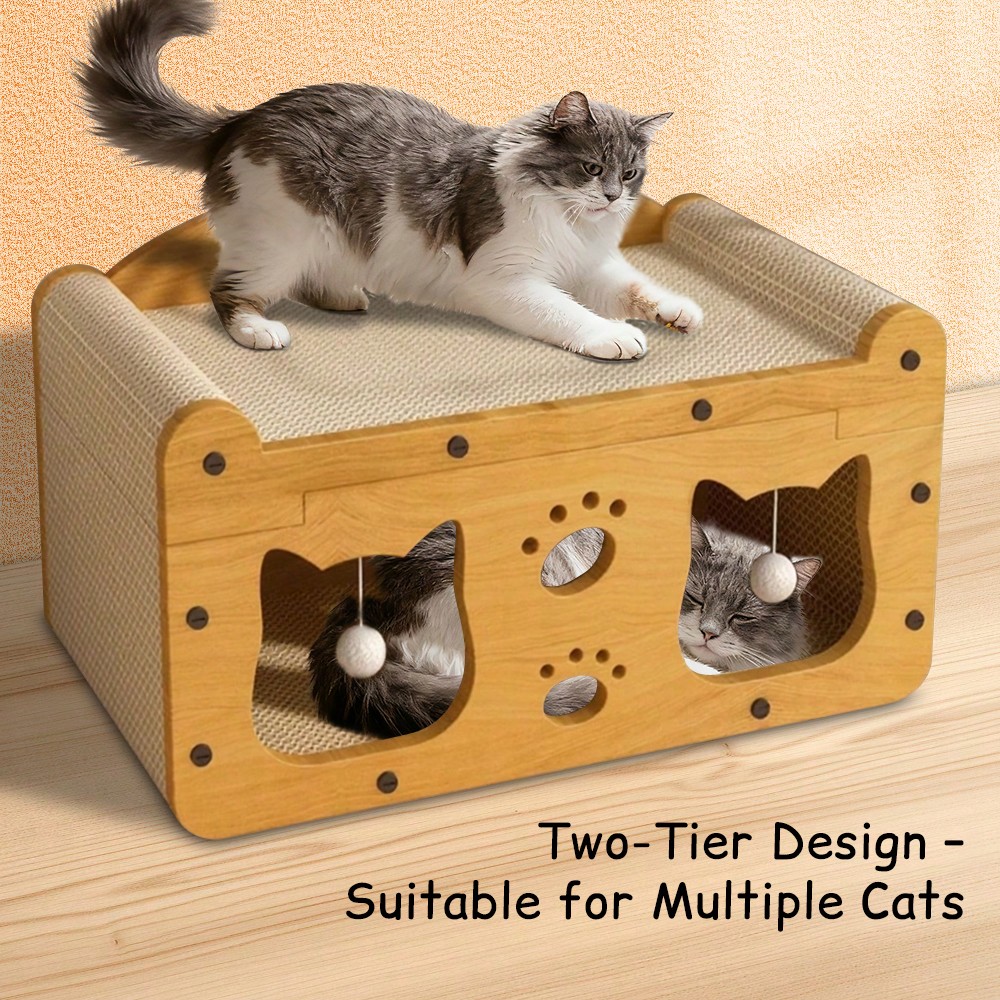Cat Claw Bark - Luxuriöses Doppelstöckiges Katzen-Kratzbrett - Langlebiges Wellpappe-Katzenhaus