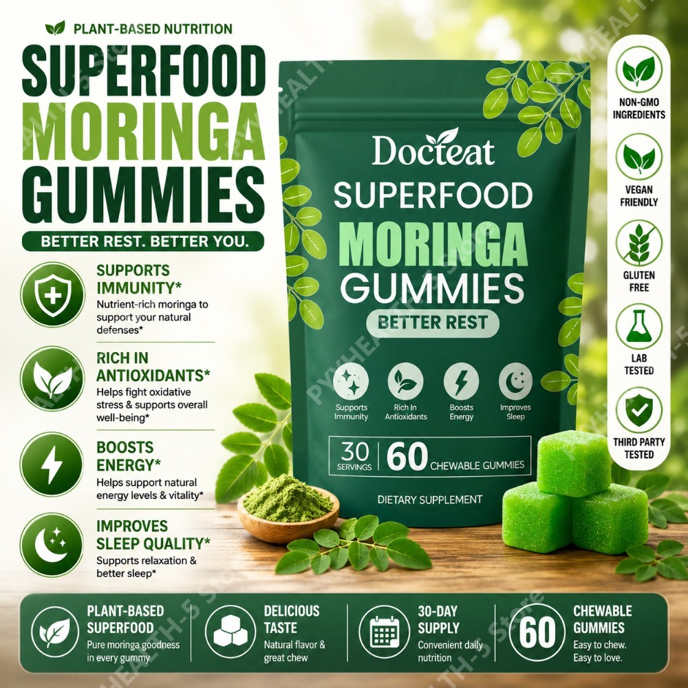 Moringa Leaf Powder - Docteat Moringa Gummibärchen mit B12, D3,