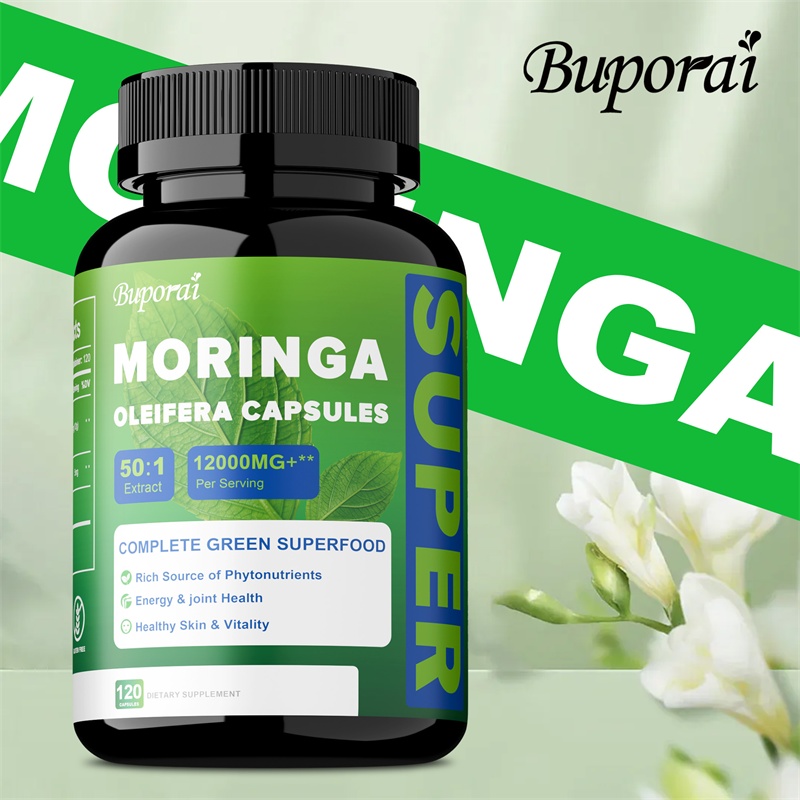 Moringa Leaf Powder - Reine Moringa-Blattpulver-Kapseln, entzündungshemmendes Nahrungsergänzungsmittel, Immunsystem, Stoffwechsel,