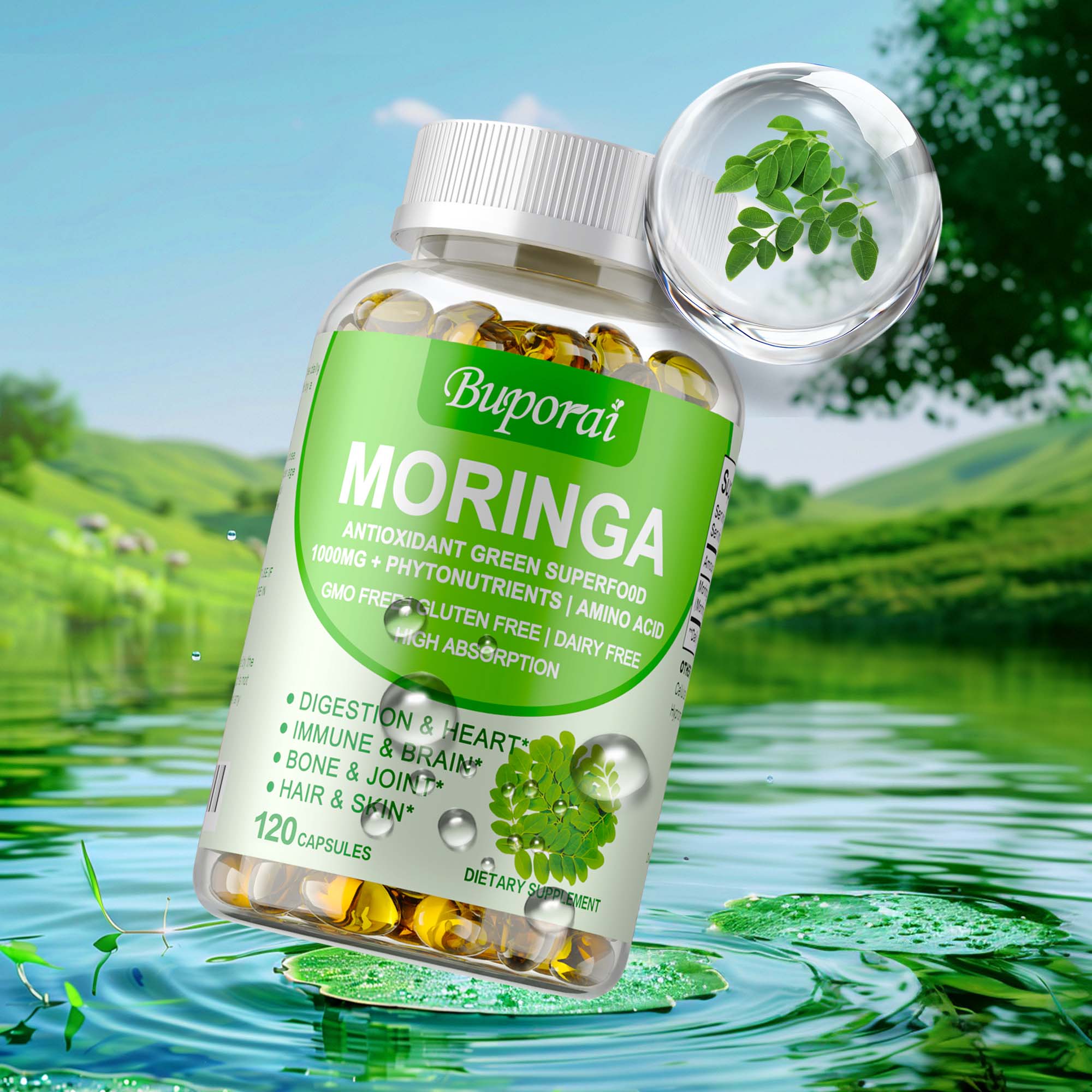Moringa Leaf Powder - Moringa-Kapseln 1000 mg – Unterstützt die